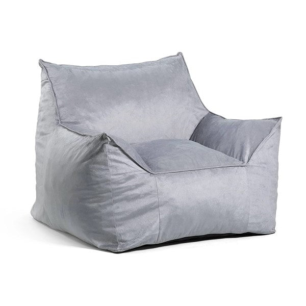 Big Joe Foam Beanbag Chair, Imperial Lounger, Gray Plush