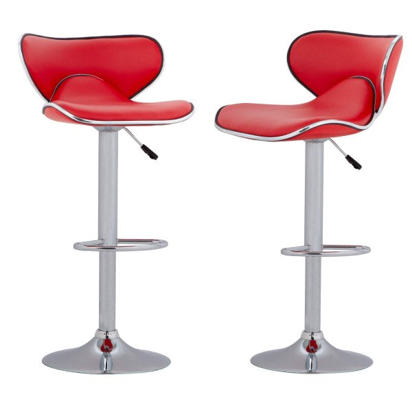 Bar Stools Set of 2 Modern Adjustable Synthetic Leather Swivel Chairs