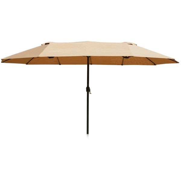 Belleze 15 ft Extra Large Outdoor Market Patio Umbrella Double-Sided Design with Crank, Tan, Size: Without Base, Beige