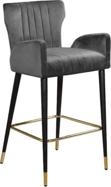 Everly Quinn Strange Velvet 28 Bar Stool Color: Gray